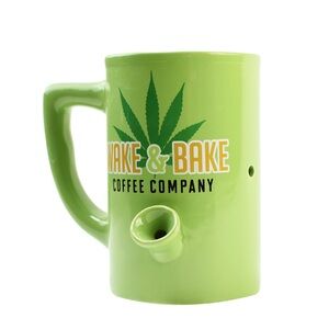 Wake and bake green coffee mug